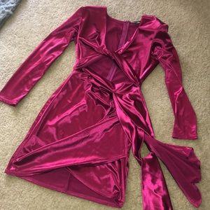 Satin Fuschia Party Dress